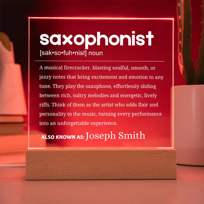 Saxophonists Definition Personalized LED Acrylic Plaque – view 8