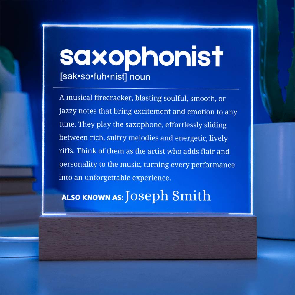 Saxophonists Definition Personalized LED Acrylic Plaque – view 4
