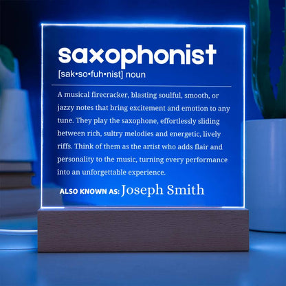 Saxophonists Definition Personalized LED Acrylic Plaque – view 4