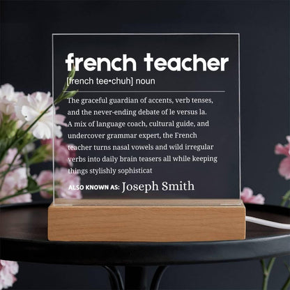 French Teacher Definition Gift Personalized LED Acrylic Plaque – view 10