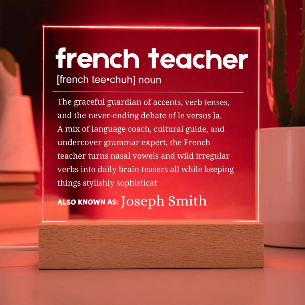 French Teacher Definition Gift Personalized LED Acrylic Plaque – view 7