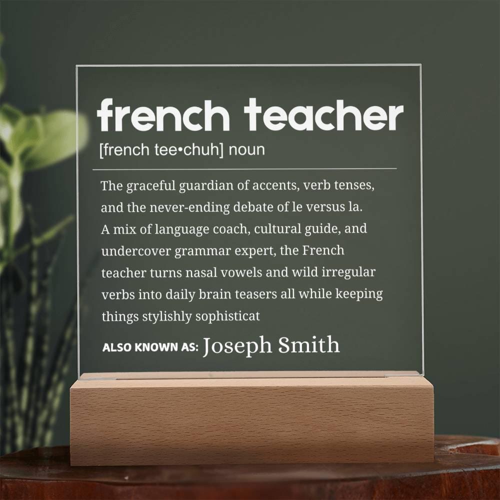 French Teacher Definition Gift Personalized LED Acrylic Plaque – view 2