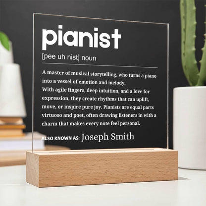 Pianists Definition Personalized LED Acrylic Plaque – Piano Lover – view 10