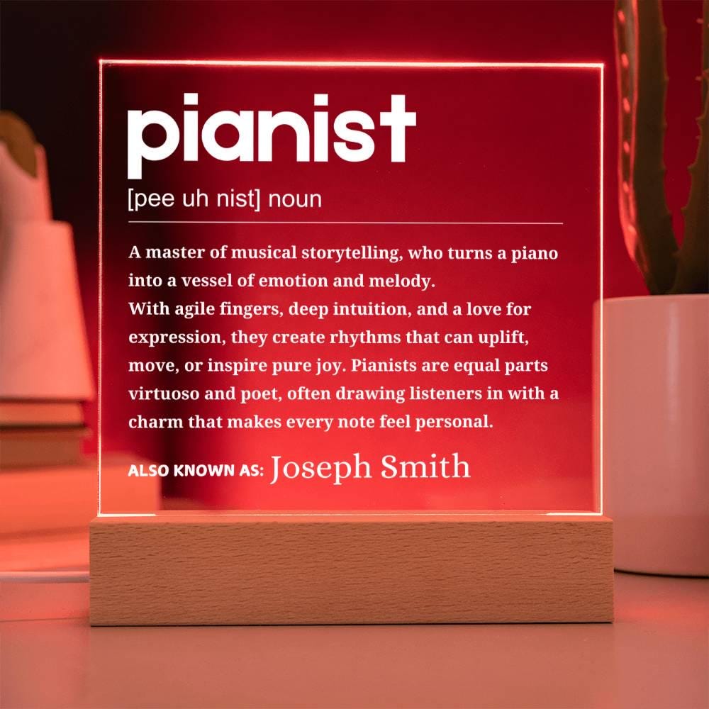 Pianists Definition Personalized LED Acrylic Plaque – Piano Lover – view 7