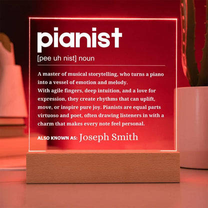 Pianists Definition Personalized LED Acrylic Plaque – Piano Lover – view 7