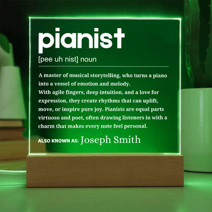 Pianists Definition Personalized LED Acrylic Plaque – Piano Lover – view 6
