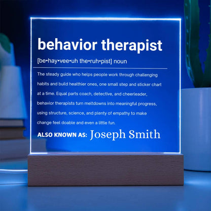 Behavior Therapist Definition Personalized LED Acrylic Plaque – view 2