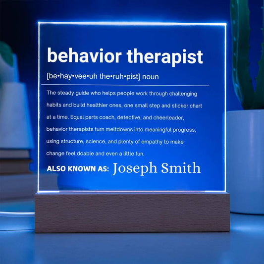 Behavior Therapist Definition Personalized LED Acrylic Plaque – view 2