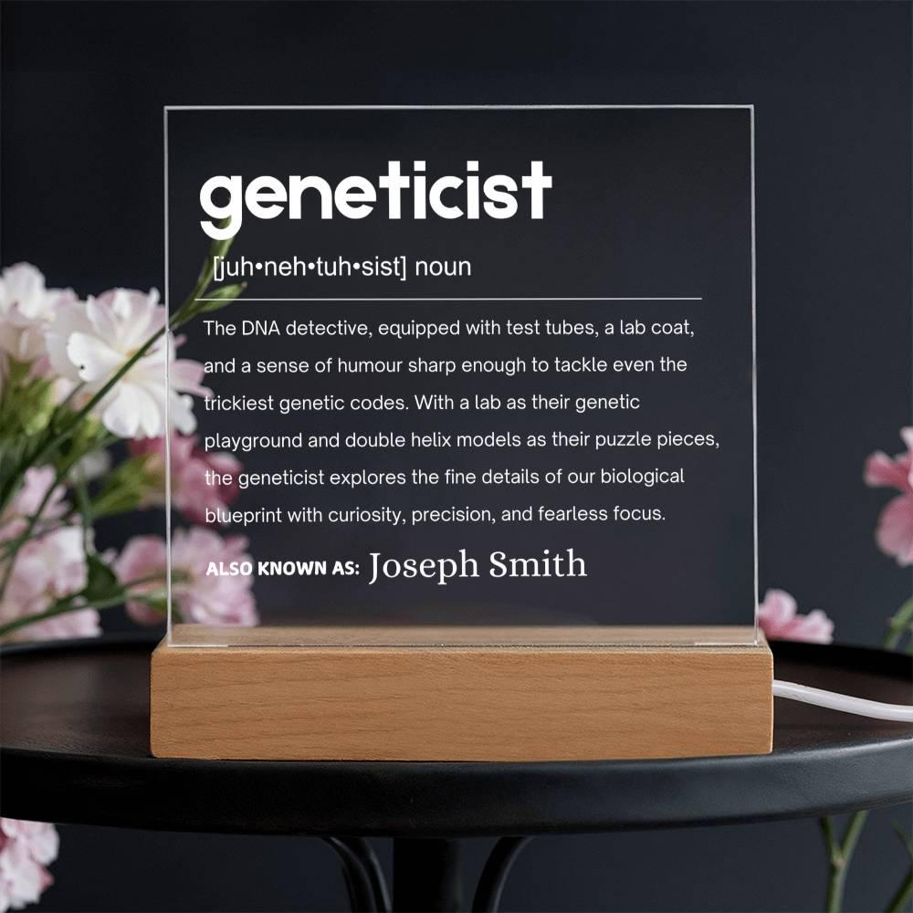 Geneticist Gift Personalized LED Acrylic Plaque – view 2