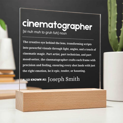 Cinematographer Gift Personalized LED Acrylic Plaque – Film Student – view 5