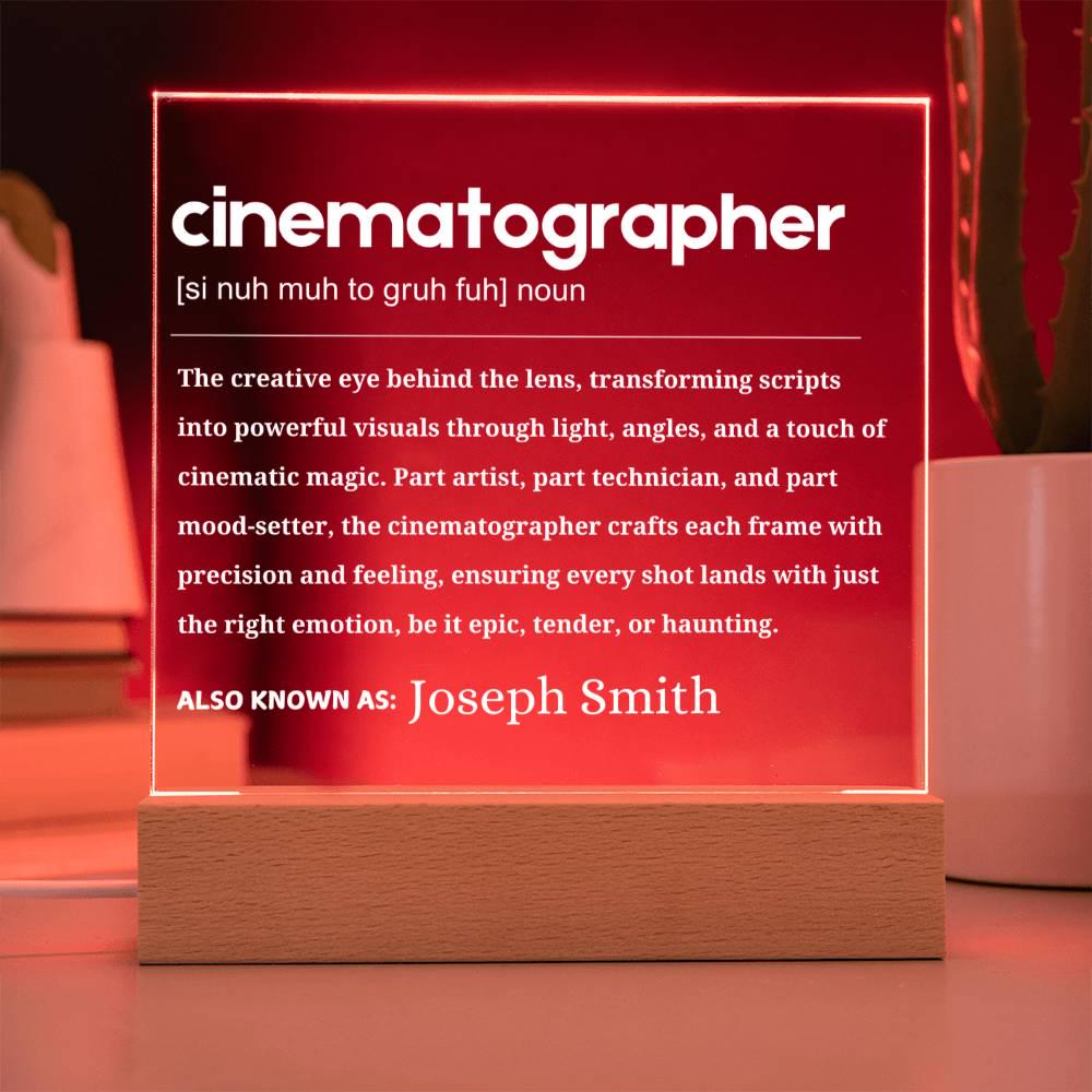 Cinematographer Gift Personalized LED Acrylic Plaque – Film Student – view 2