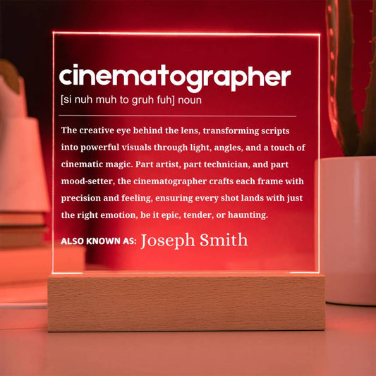 Cinematographer Gift Personalized LED Acrylic Plaque – Film Student – view 2