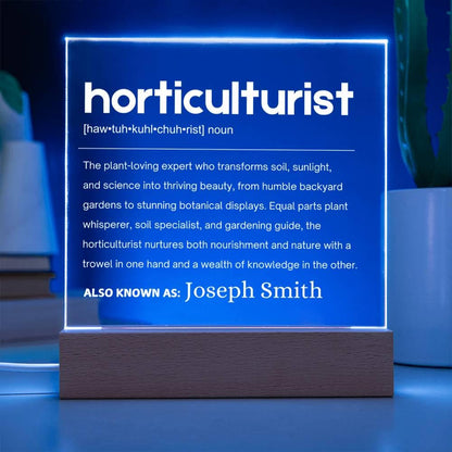 Horticulturist Gift Personalized LED Acrylic Plaque – view 3