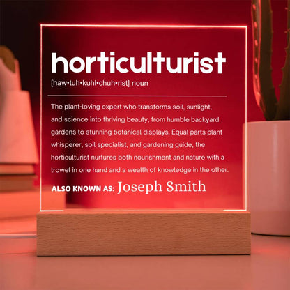Horticulturist Gift Personalized LED Acrylic Plaque – view 8