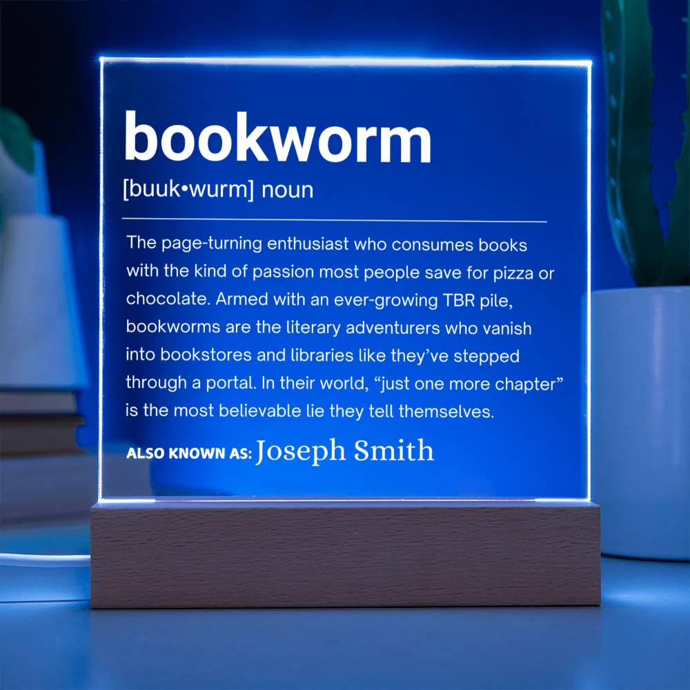 Bookworm Definition Personalized LED Acrylic Plaque – Book Lover Gift – view 3
