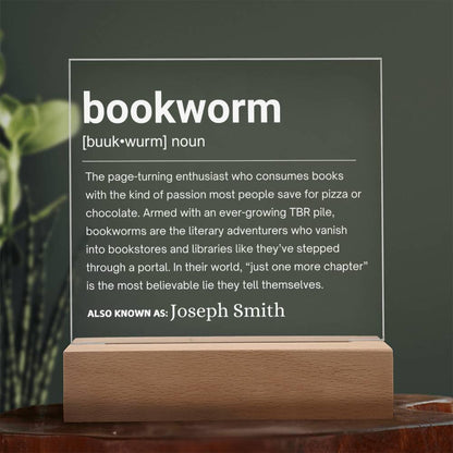 Bookworm Definition Personalized LED Acrylic Plaque – Book Lover Gift – view 4