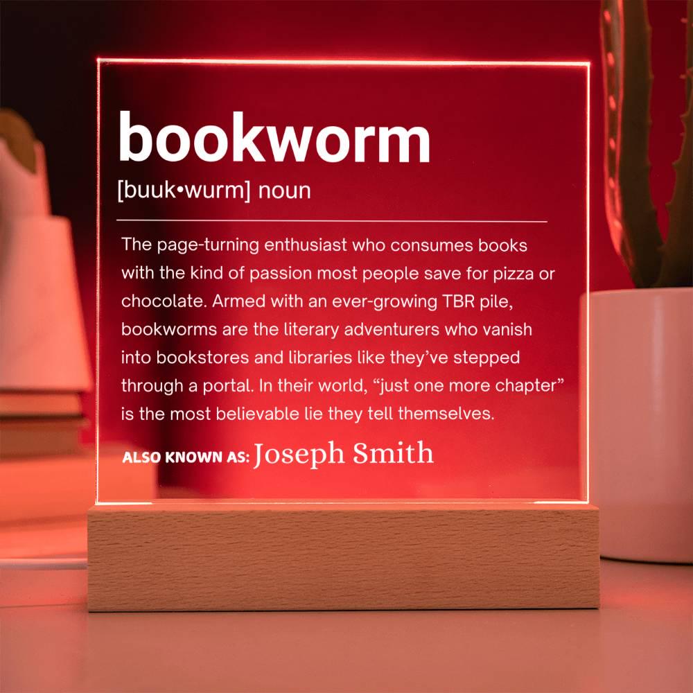 Bookworm Definition Personalized LED Acrylic Plaque – Book Lover Gift – view 2