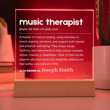 Music Therapist Gift Personalized LED Acrylic Plaque – view 9