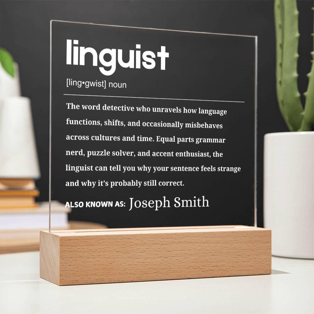 Linguist Gift Definition Personalized LED Acrylic Plaque – Graduation – view 10