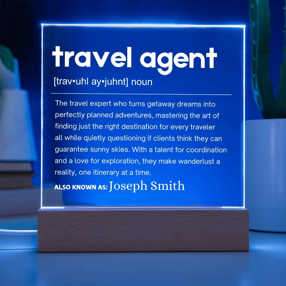 Travel Agent Gift Personalized LED Acrylic Plaque – Travel Agencies – view 2