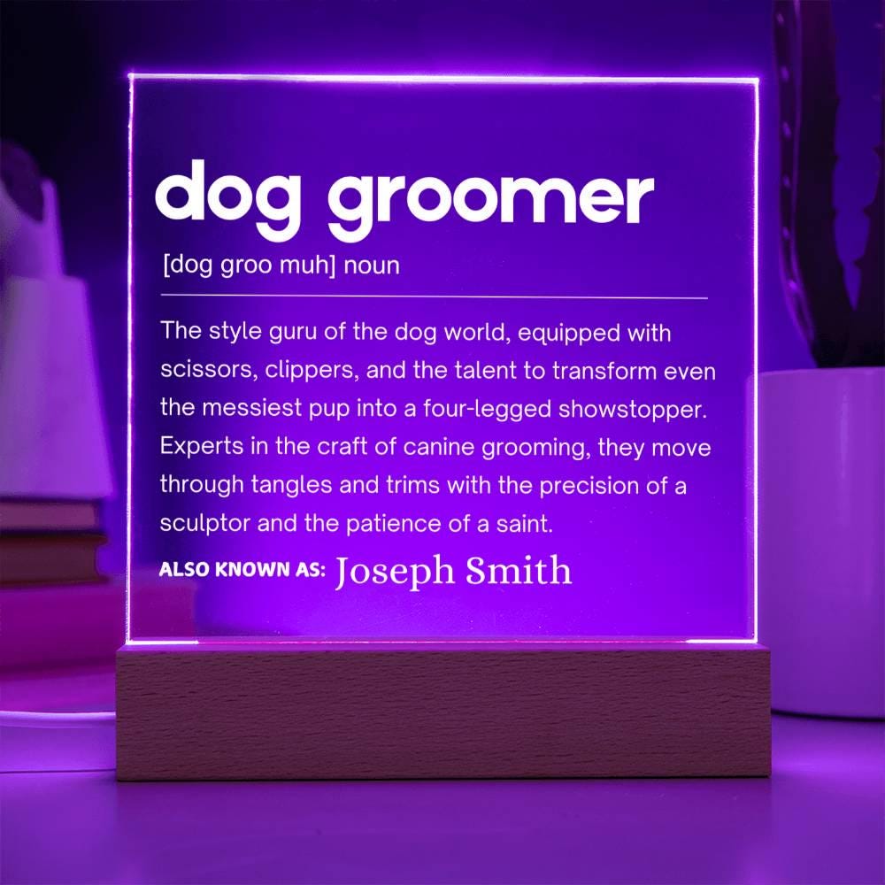 Dog Groomer Gift Personalized LED Acrylic Plaque – view 2