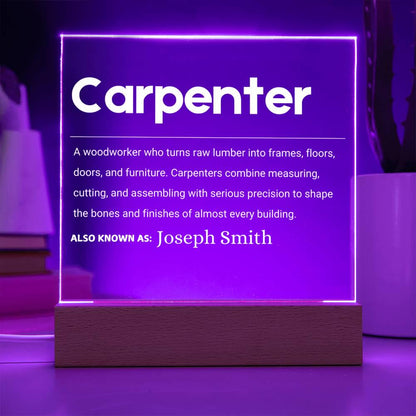 Carpenter Gift Personalized LED Acrylic Plaque – Woodworker Gift – view 5