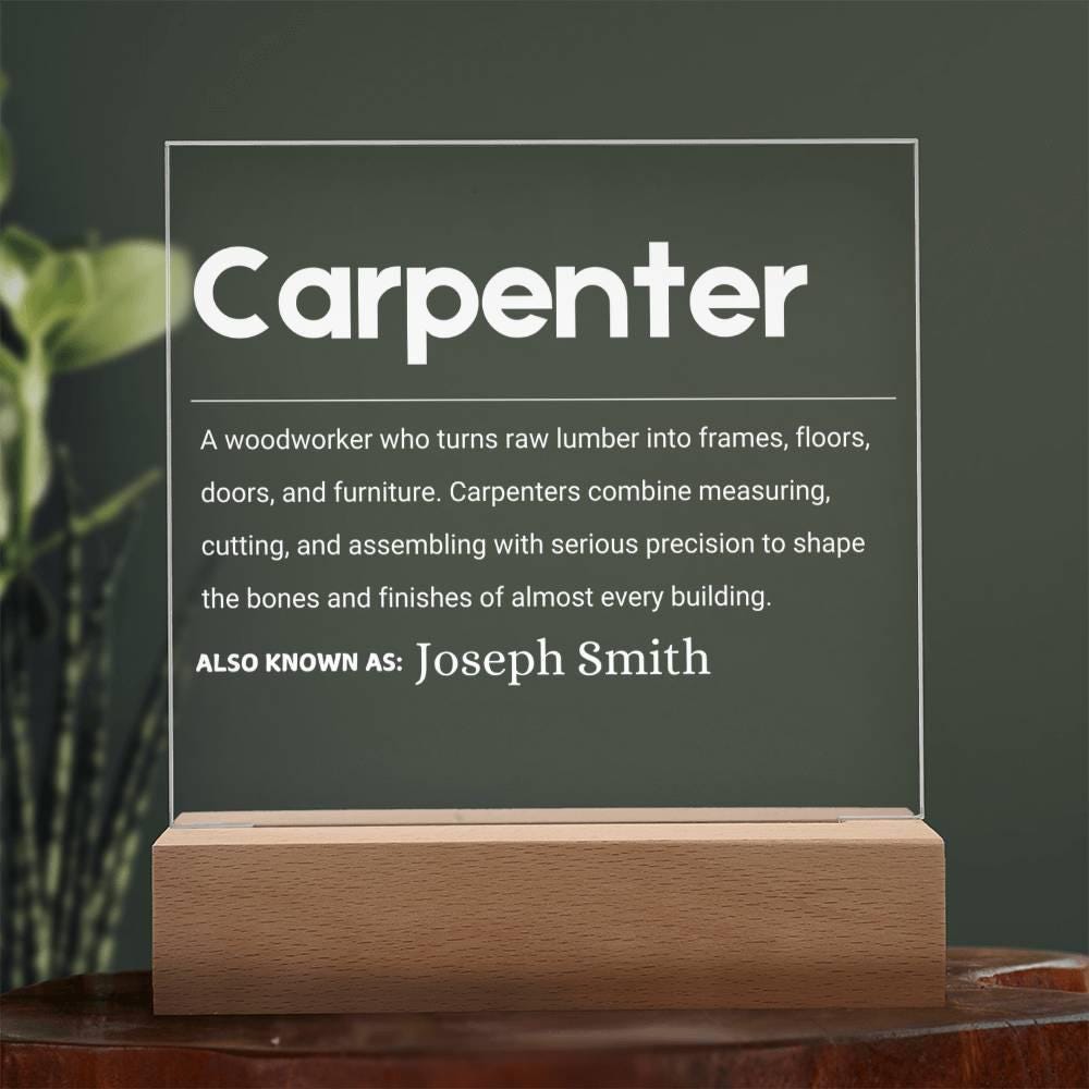 Carpenter Gift Personalized LED Acrylic Plaque – Woodworker Gift – view 9