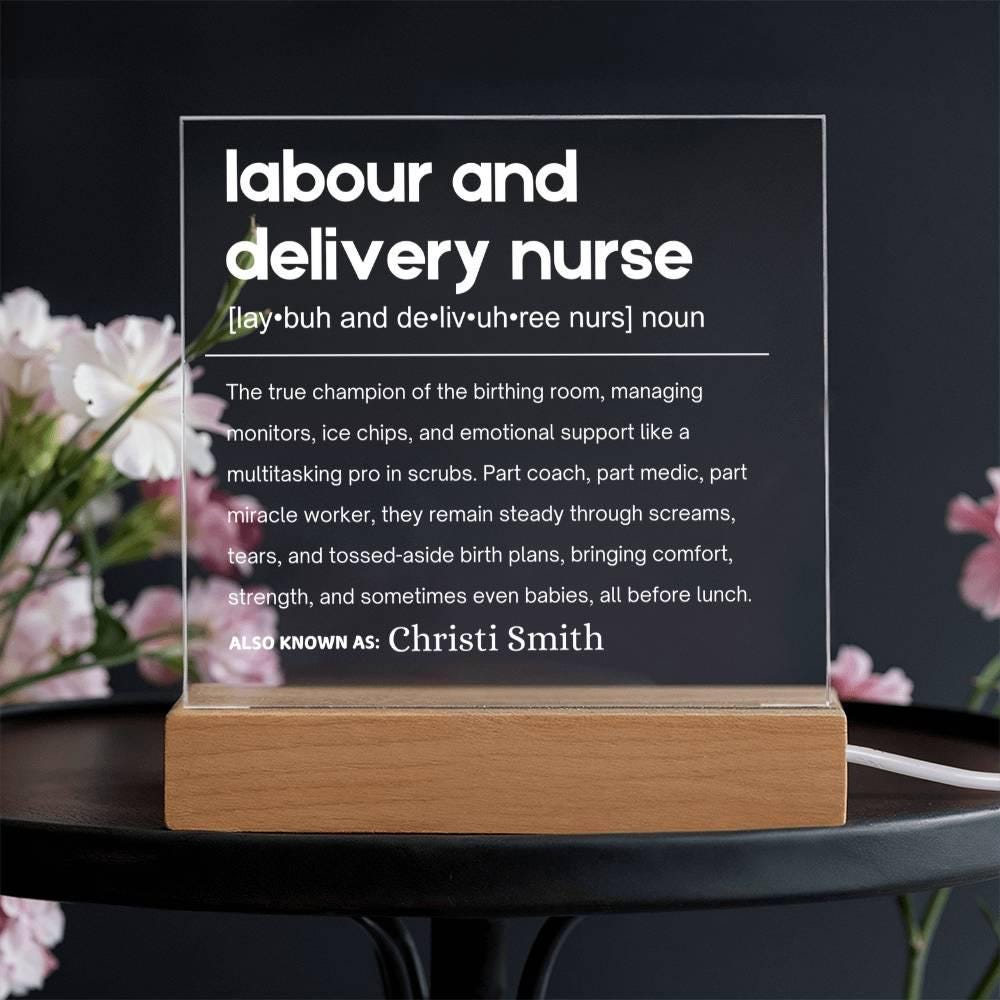 Labor and Delivery Nurse Gift Personalized LED Acrylic Plaque – view 4