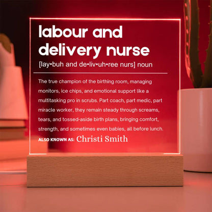 Labor and Delivery Nurse Gift Personalized LED Acrylic Plaque – view 10