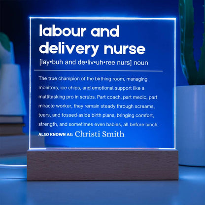Labor and Delivery Nurse Gift Personalized LED Acrylic Plaque – view 3