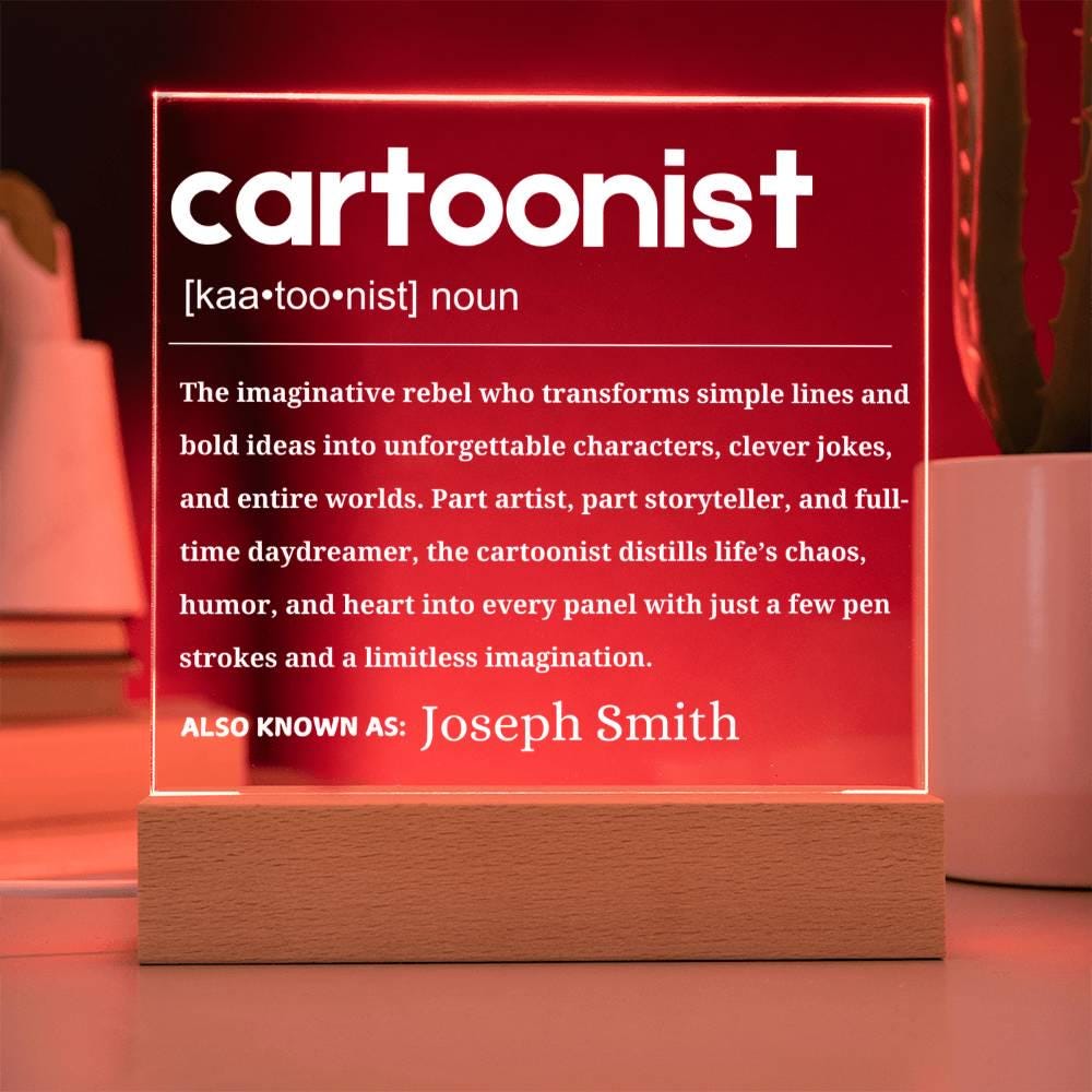 Cartoonist Definition Personalized LED Acrylic Plaque – view 3