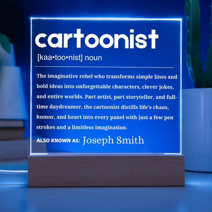 Cartoonist Definition Personalized LED Acrylic Plaque – view 2