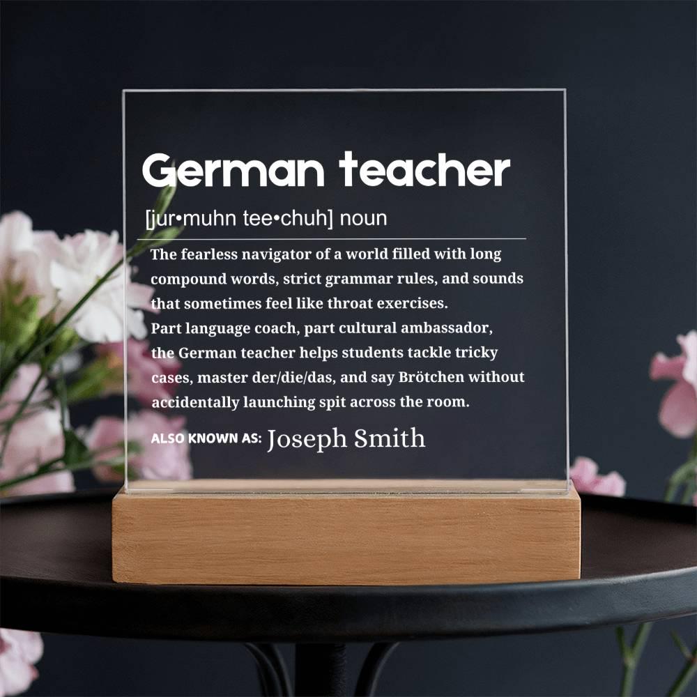 German Teacher Gift Personalized LED Acrylic Plaque – Birthday Gift – view 3