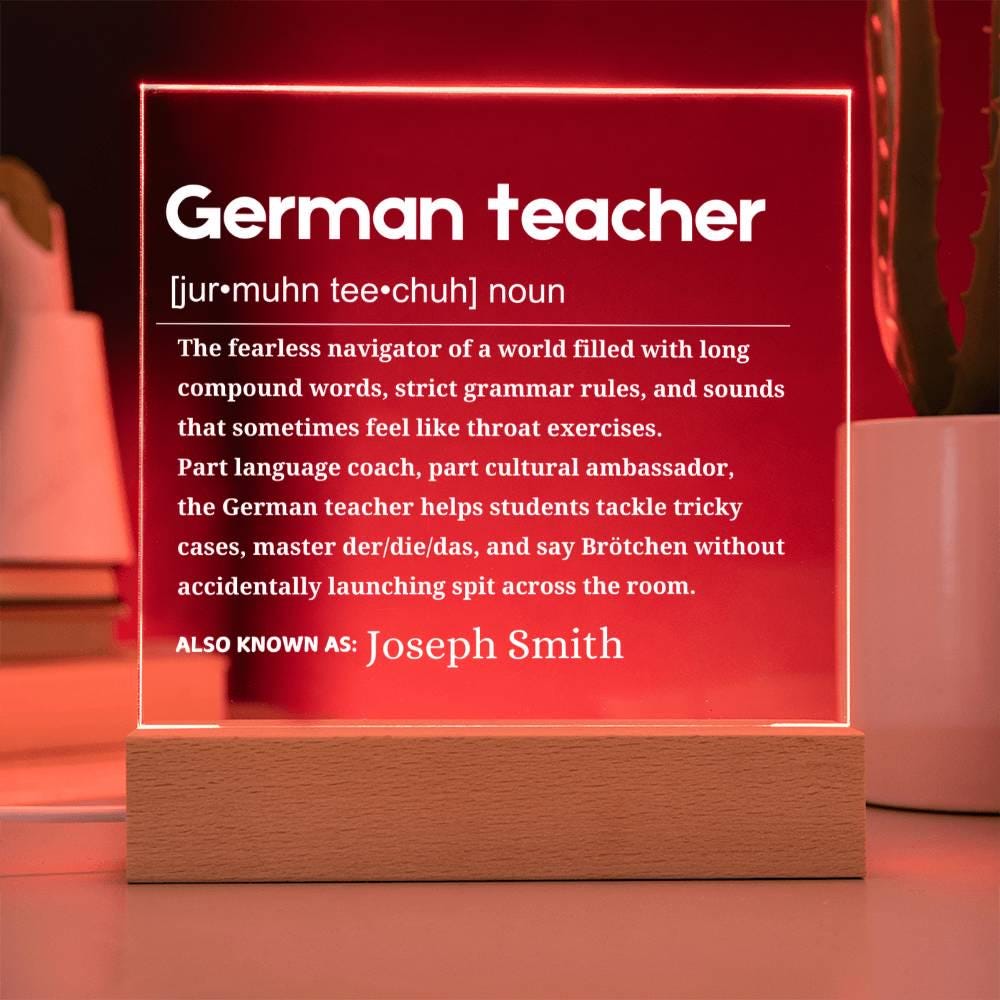 German Teacher Gift Personalized LED Acrylic Plaque – Birthday Gift – view 4