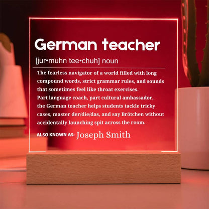 German Teacher Gift Personalized LED Acrylic Plaque – Birthday Gift – view 4