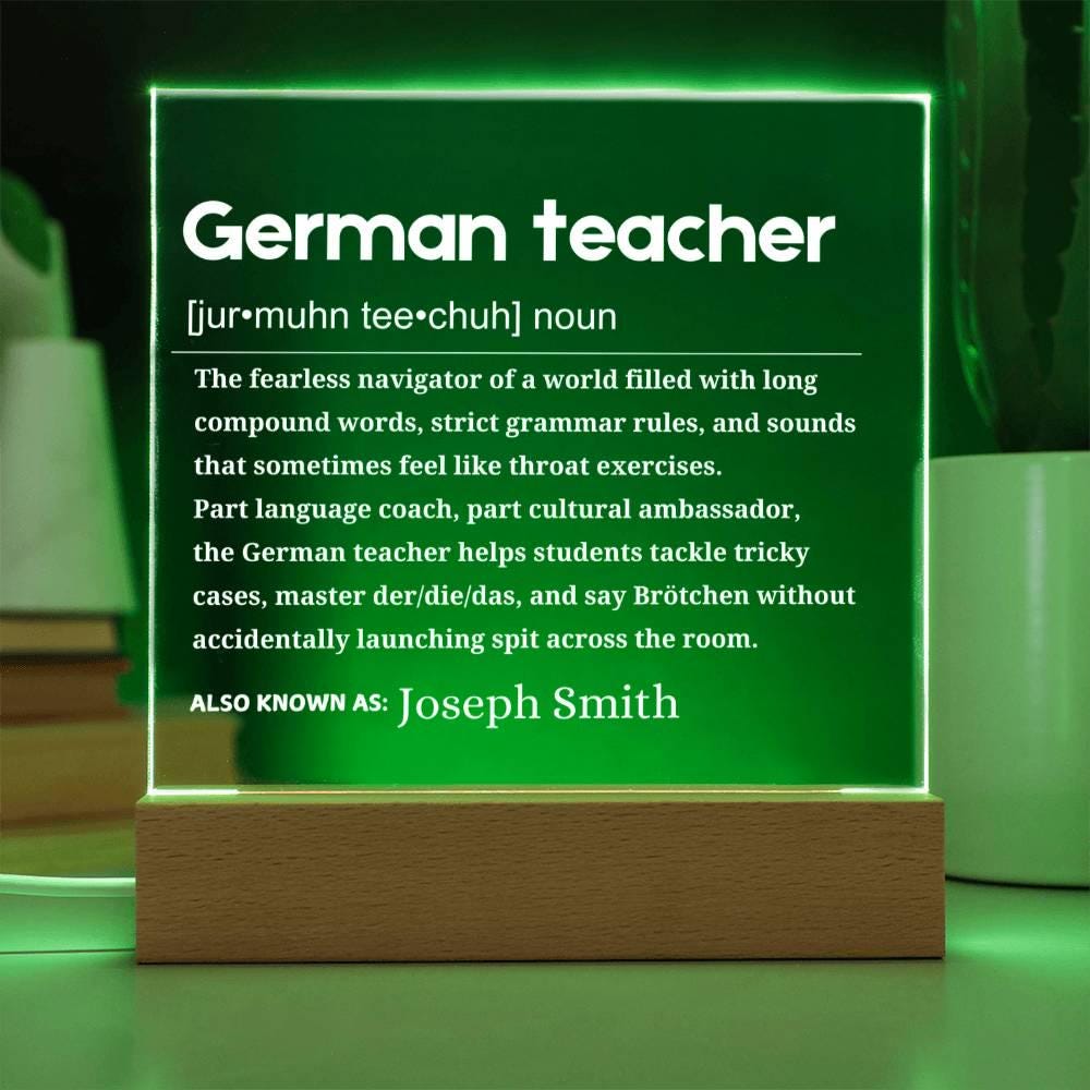 German Teacher Gift Personalized LED Acrylic Plaque – Birthday Gift – view 7