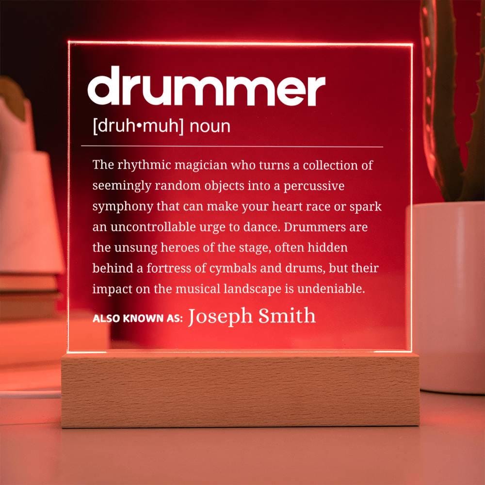 Drummer Definition Personalized LED Acrylic Plaque – Gift for Drummer – view 2