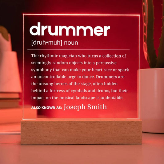Drummer Definition Personalized LED Acrylic Plaque – Gift for Drummer – view 2