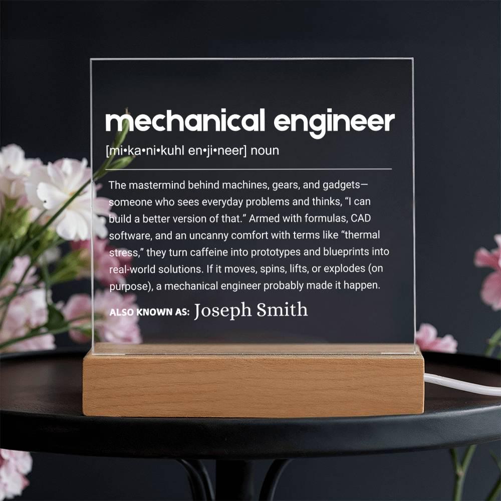 Mechanical Engineer Gift Personalized LED Acrylic Plaque – view 3