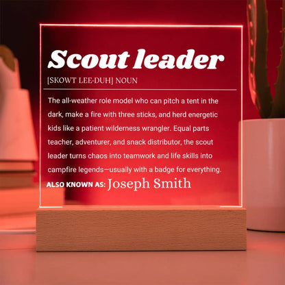 Scout Leader Gift Personalized LED Plaque – Boy-Girl Scout Leader – view 2