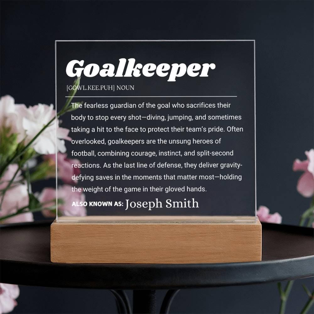 Goalkeeper Gift Personalized LED Acrylic Plaque – Goalie Gifts – view 3