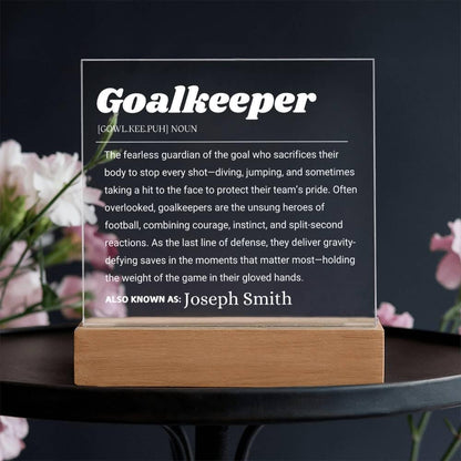 Goalkeeper Gift Personalized LED Acrylic Plaque – Goalie Gifts – view 3