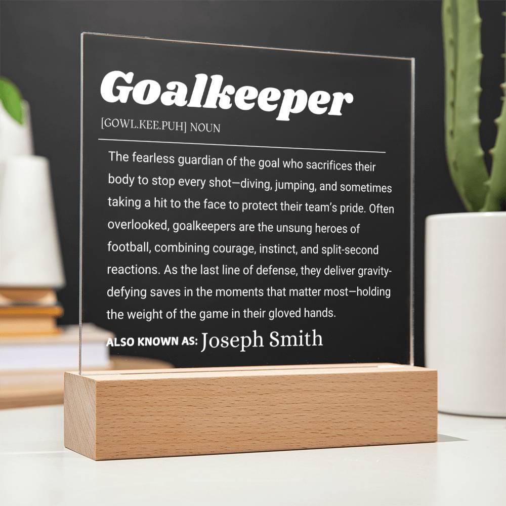 Goalkeeper Gift Personalized LED Acrylic Plaque – Goalie Gifts – view 4