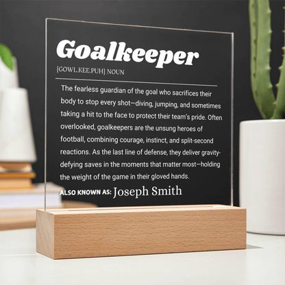 Goalkeeper Gift Personalized LED Acrylic Plaque – Goalie Gifts – view 4