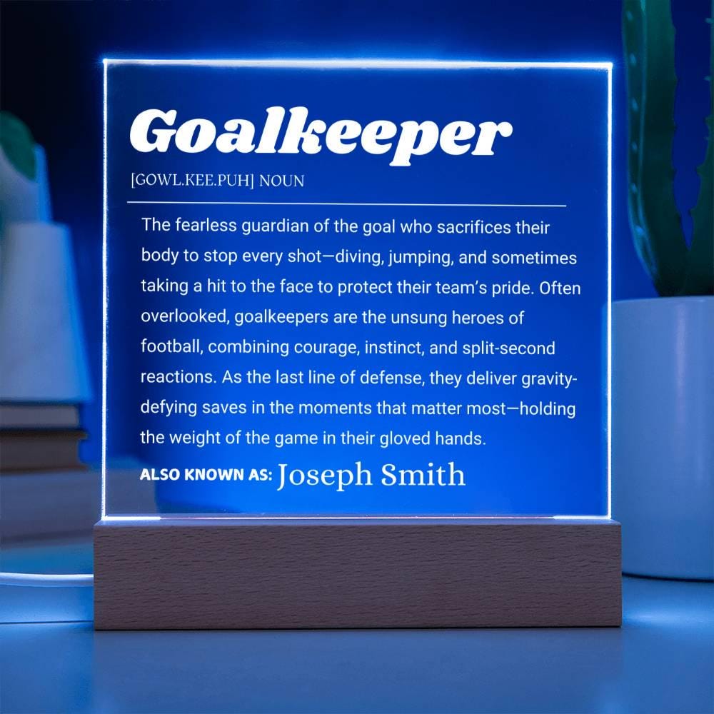 Goalkeeper Gift Personalized LED Acrylic Plaque – Goalie Gifts – view 7