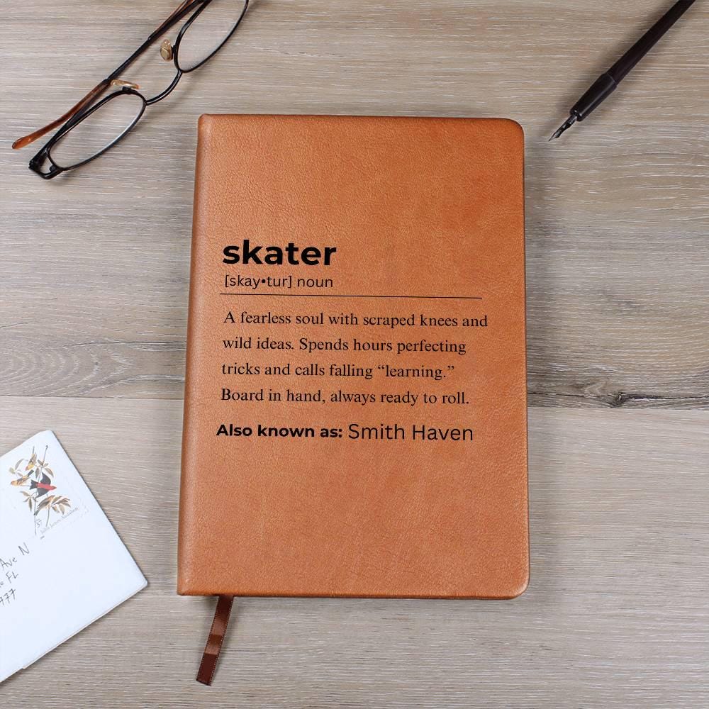 Skater Definition Personalized Leather Journal – Skate Life Notebook – view 10