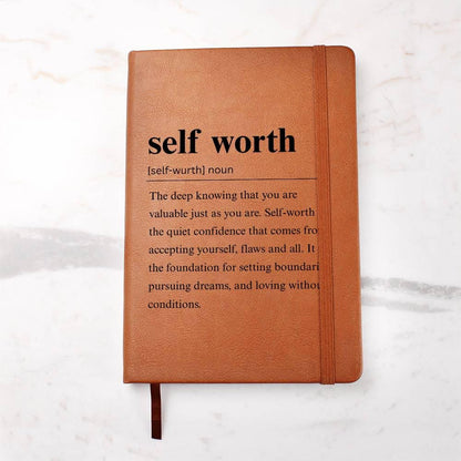 Self Worth Definition Leather Journal – Wellness Journal – view 2