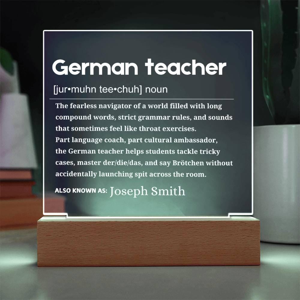 German Teacher Gift Personalized LED Acrylic Plaque – Birthday Gift