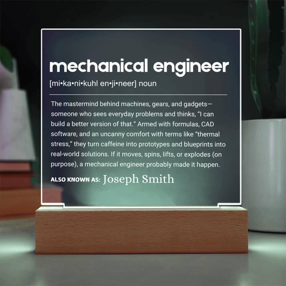 Mechanical Engineer Gift Personalized LED Acrylic Plaque