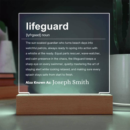 Lifeguard Gift Personalized LED Acrylic Plaque – Pool Lifeguard